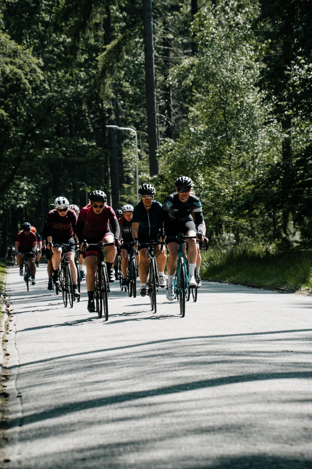 Groep Fietsvrouwen samen op de racefiets tijdens een clubrit in Nijverdal